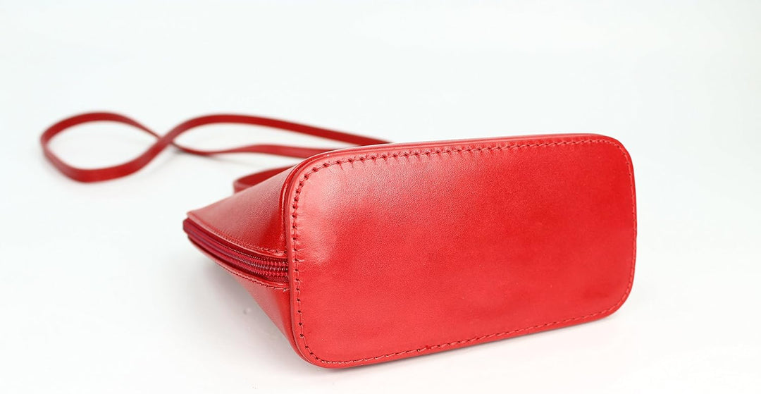 Belli italienische Ledertasche Damen Umhängetasche klein Handtasche Schultertasche Abendtasche in ro
