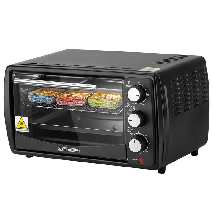 Mini Backofen 13 Liter | 65°-230°C | Timer | aufklappbares Krümelblech | Minibackofen | Backofen | K