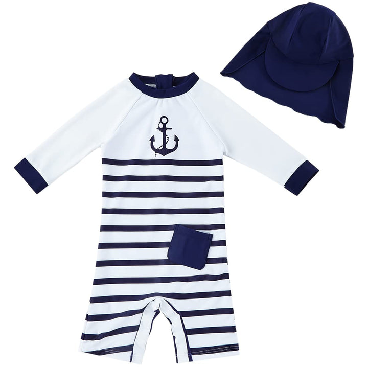upandfast Baby Badeanzug mit Sonnenhut UPF 50+ Badebekleidung für Baby 12-18 Monate Neuer Streifen,
