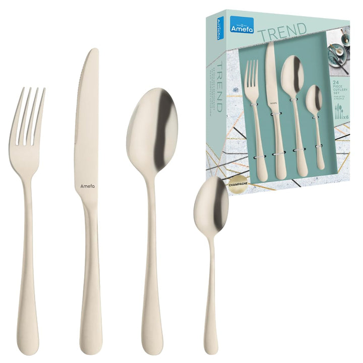 AMEFA AUSTIN Besteck Set 4 Personen (champagner) | 16-teilig | PVD-veredelt | mattiertes Besteckset