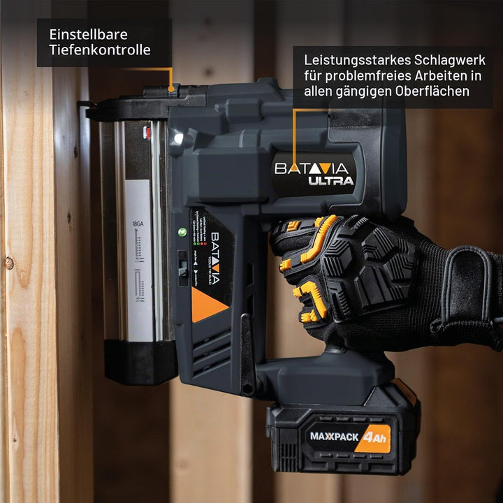 Batavia Akku-Klammer-Nagel-Tacker 18GA 18V - ohne Akku und Ladegerät