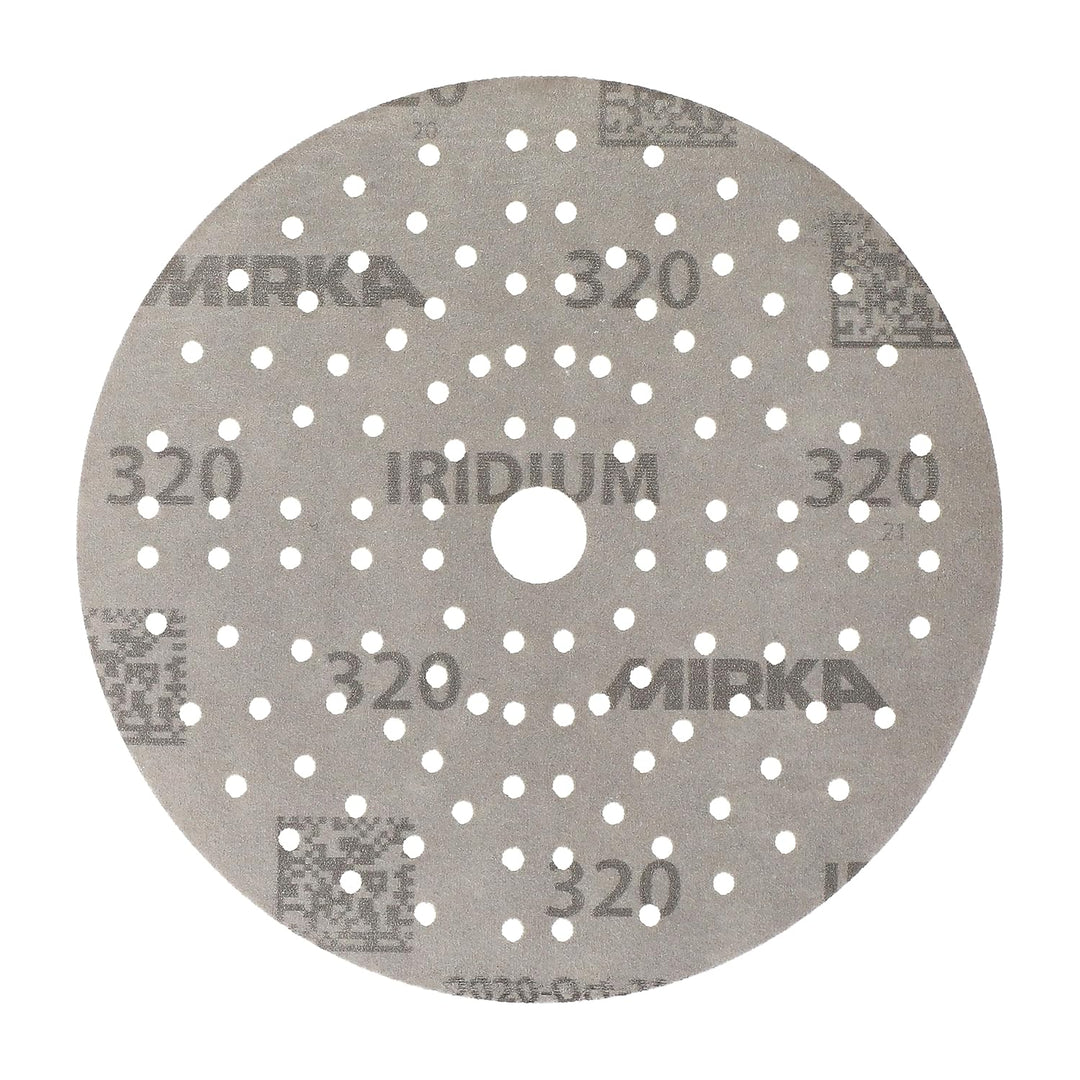 Mirka Iridium Premium-Schleifpapier Ø 150mm Klett 121-Loch, Korn 320, 10 Stk/Zum Schleifen von Lack,