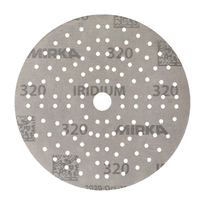 Mirka Iridium Premium-Schleifpapier Ø 150mm Klett 121-Loch, Korn 320, 10 Stk/Zum Schleifen von Lack,