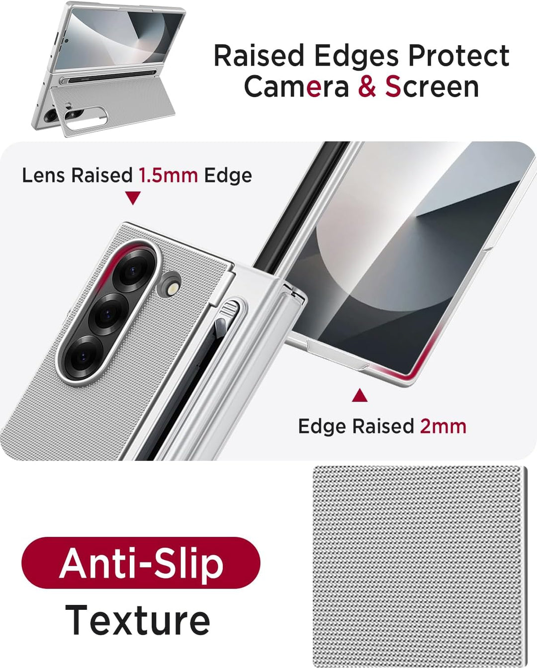 Miimall Kompatibel mit Samsung Galaxy Z Fold 6 Hülle mit S-Pen & Stifthalter, [HD Displayschutz] Ult