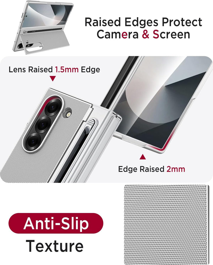 Miimall Kompatibel mit Samsung Galaxy Z Fold 6 Hülle mit S-Pen & Stifthalter, [HD Displayschutz] Ult