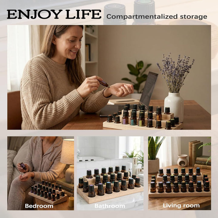 Ätherisches Öl Display Ständer, 23 Löcher Aromatherapie Öle Hölzern Tragen Gestell Halter Organisato
