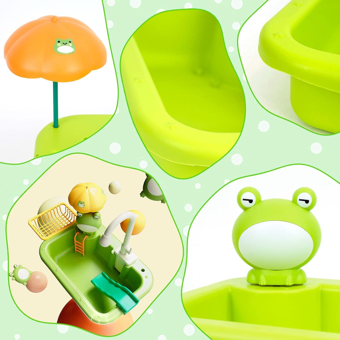 2-in-1-Küchenspüle Spielzeug Set, Spülbecken Spielzeug Set mit Angelspiel und Küchenzubehör, Küchens