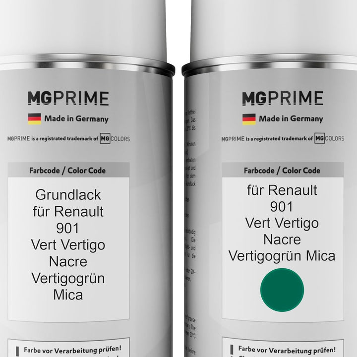MG PRIME Autolack Sprühdosen Set für Renault 901 Vert Vertigo Nacre/Vertigogrün Mica Grundlack Basis