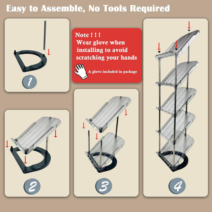 Schuhregal Schmal mit 5 Ebenen, Platzsparend Schräg Schuhablage, Schuhschrank Schuhaufbewahrung Shoe