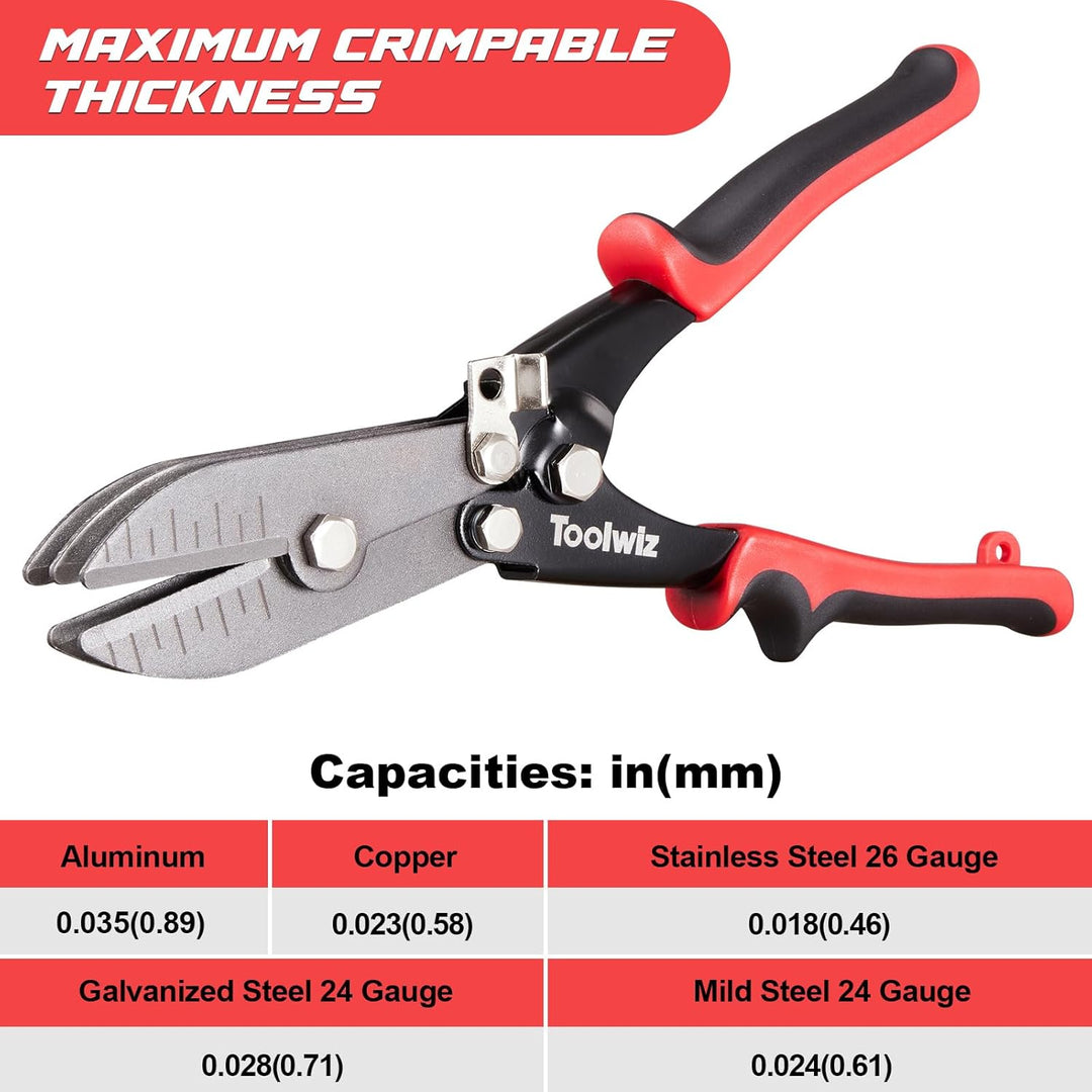 Toolwiz 5 Blatt Blech Crimpzange, K Crimpzange, 24-26 Gauge, 10-1/2 Zoll | für Fallrohre Ofenrohr, K