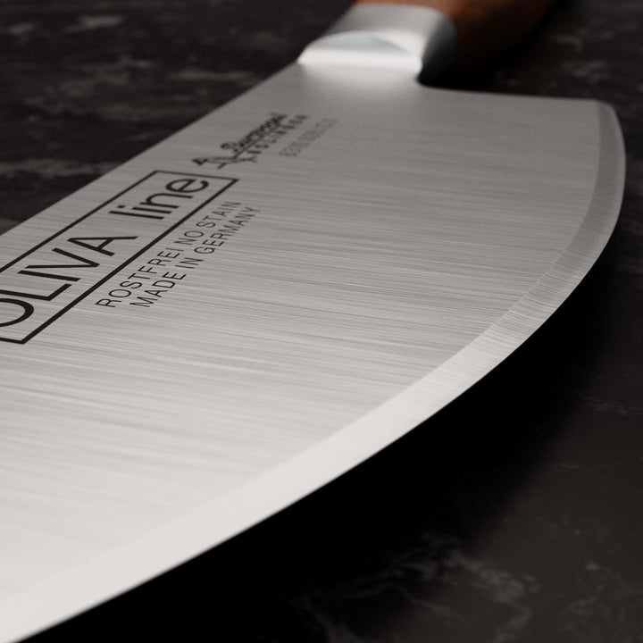 Burgvogel Solingen Kräutermesser 13 cm geschmiedet Olivenholz, Oliva Line, rostfrei, hell, scharf Br