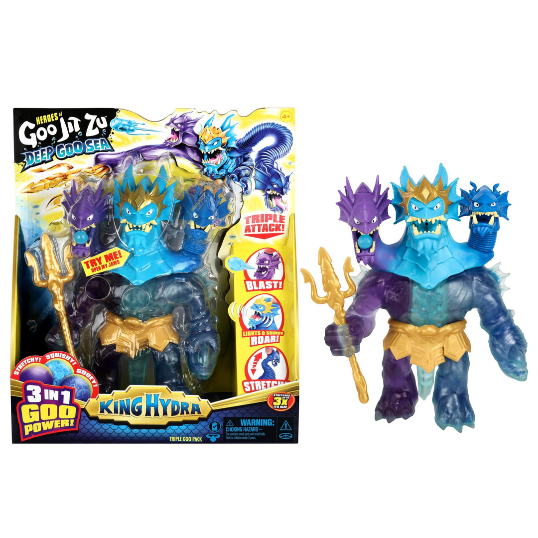Heroes of Goo Jit Zu Deep GOO Sea King Hydra-Figur mit 3-in-1-Schleim-Power, 3 Köpfen und Licht- & S