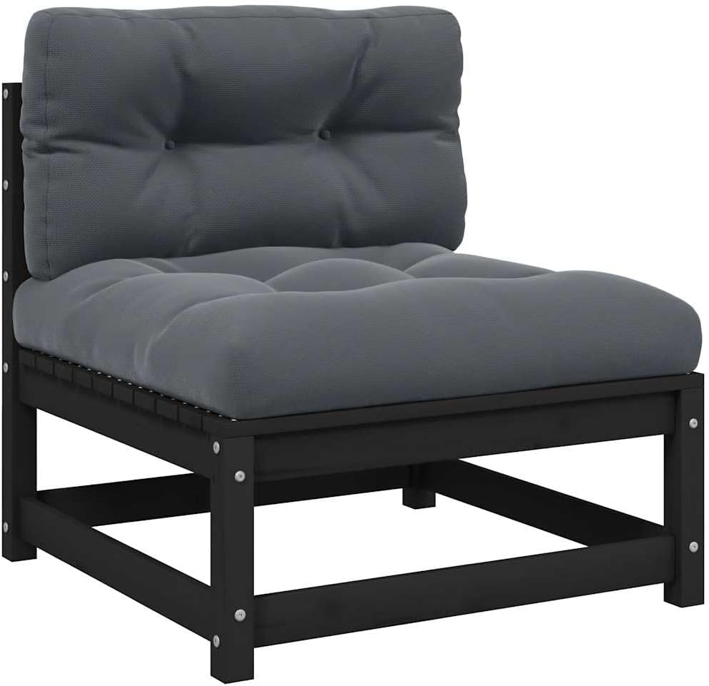 vidaXL Garten Mittelsofa mit Kissen, Modular Gartenmöbel, Sofa Lounge Sessel für Garten Terrasse Bal