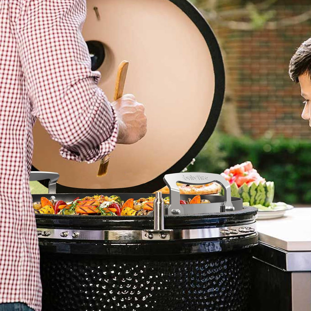 Onlyfire Plancha Grillplatte mit Abnehmbarer Griff, BBQ Grillplatten für Large Big Green Egg, Kamado
