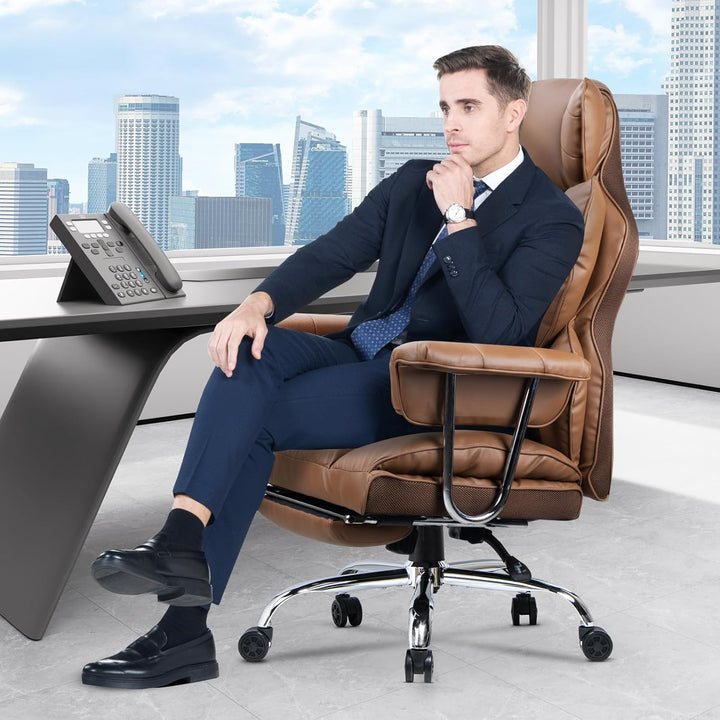 rattantree Bürostuhl mit Fussstütze, Ergonomischer Schreibtischstuhl mit Zusätzlichem Lordosenstützk