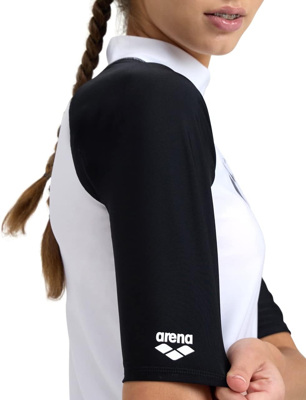 ARENA Damen Women's Rash Vest S/S Graphic Rash Guard Shirt XS White-black, XS White-black