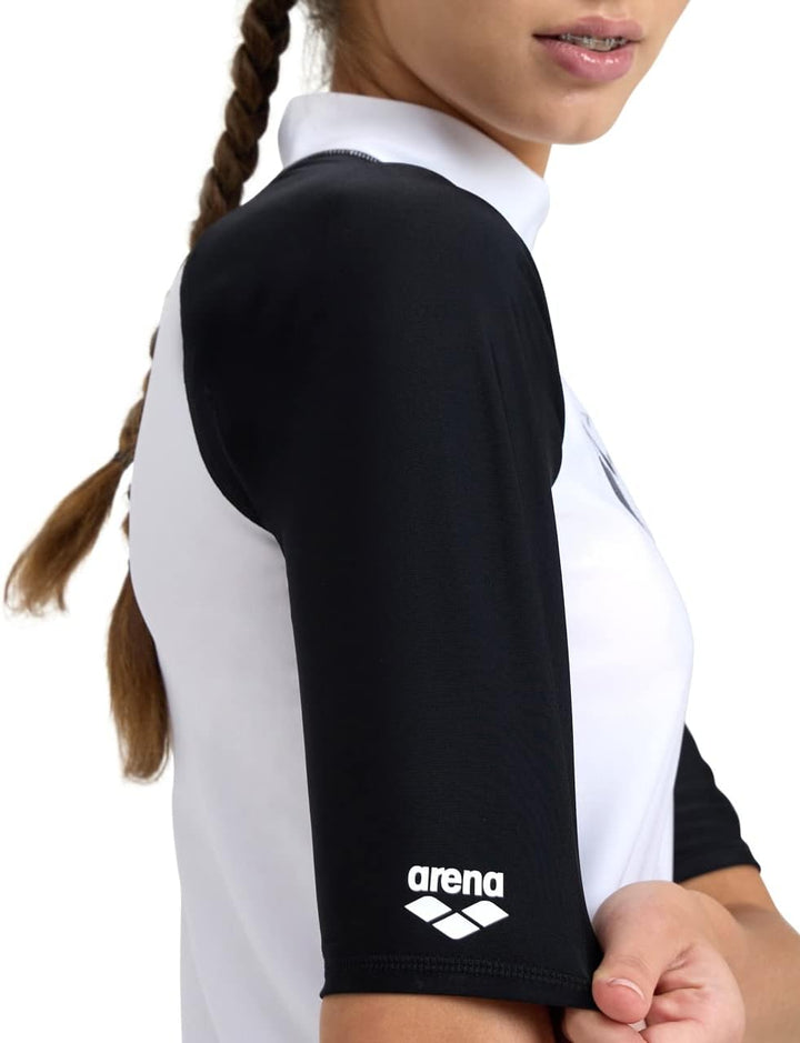 ARENA Damen Women's Rash Vest S/S Graphic Rash Guard Shirt XS White-black, XS White-black