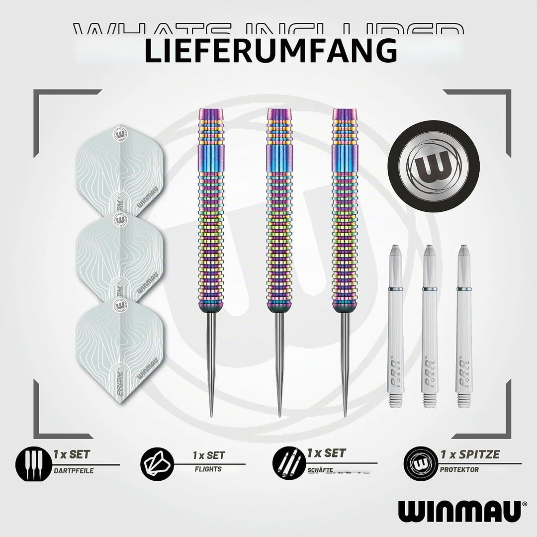 WINMAU Solaris Pro Specialist Dartpfeile-Set, Wolframstahl, mit Flights und Schäften (Stiele) 21 g u