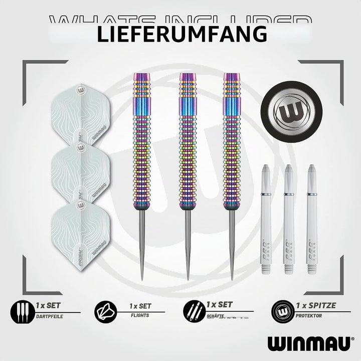 WINMAU Solaris Pro Specialist Dartpfeile-Set, Wolframstahl, mit Flights und Schäften (Stiele) 21 g u