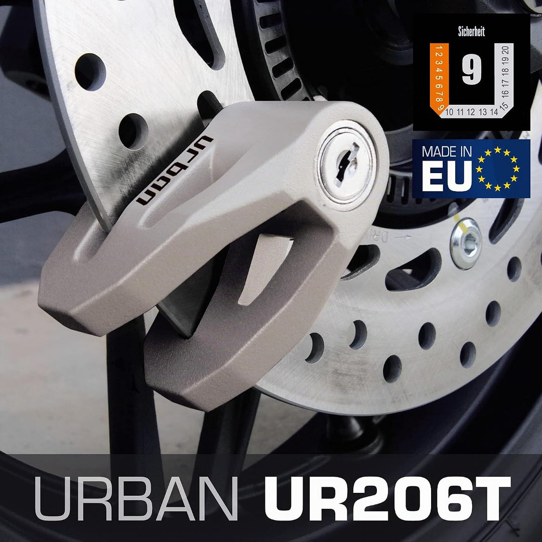 URBAN UR206T Bremsscheibenschloss Motorrad Fahrrad Roller E Scooter Schloss Fahrradschloss mit Erinn