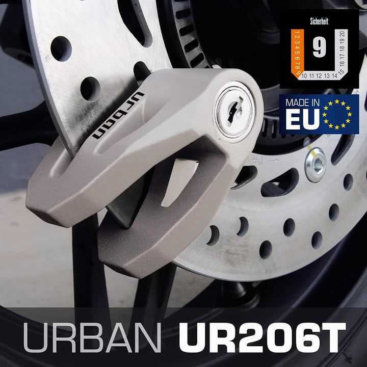 URBAN UR206T Bremsscheibenschloss Motorrad Fahrrad Roller E Scooter Schloss Fahrradschloss mit Erinn