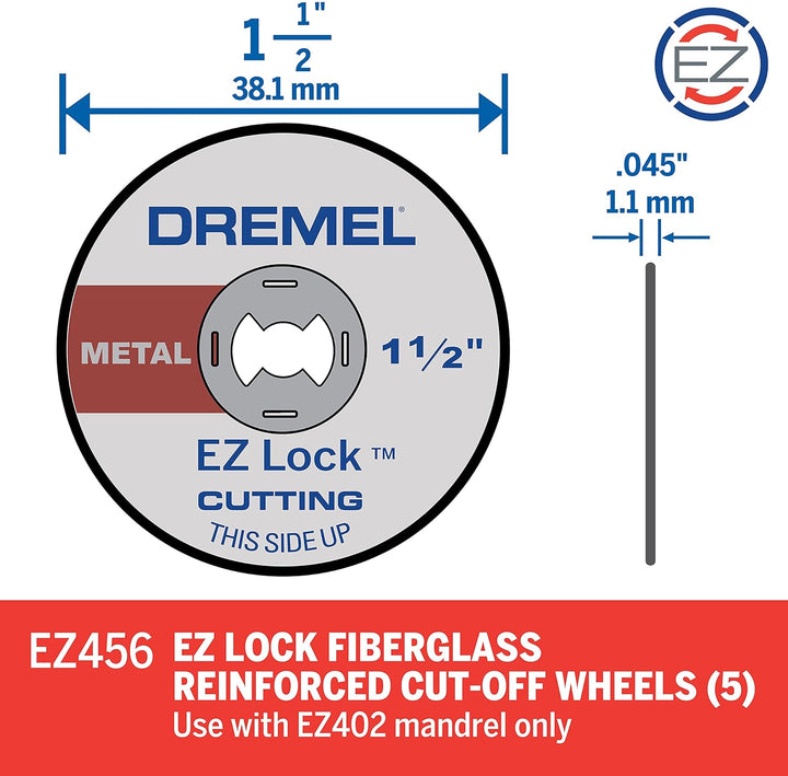 Dremel EZ456 5 Count 1,5 Zoll EZ Lock Cutoff Wheels 5-Piece EZ Lock – Glasfaserverstärkt Schneiden v