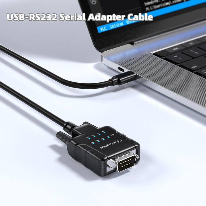 DriverGenius 1-Port USB-C zu Seriell RS232-(DB9) Adapter Konverter Compatibel mit Windows 11, macOS