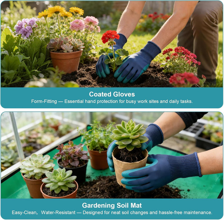 Gartenwerkzeug-Set 7 Stück, Ergonomische Gartenwerkzeuge mit Anti-Rutsch-Griff, Rostfrei, aus Alumin