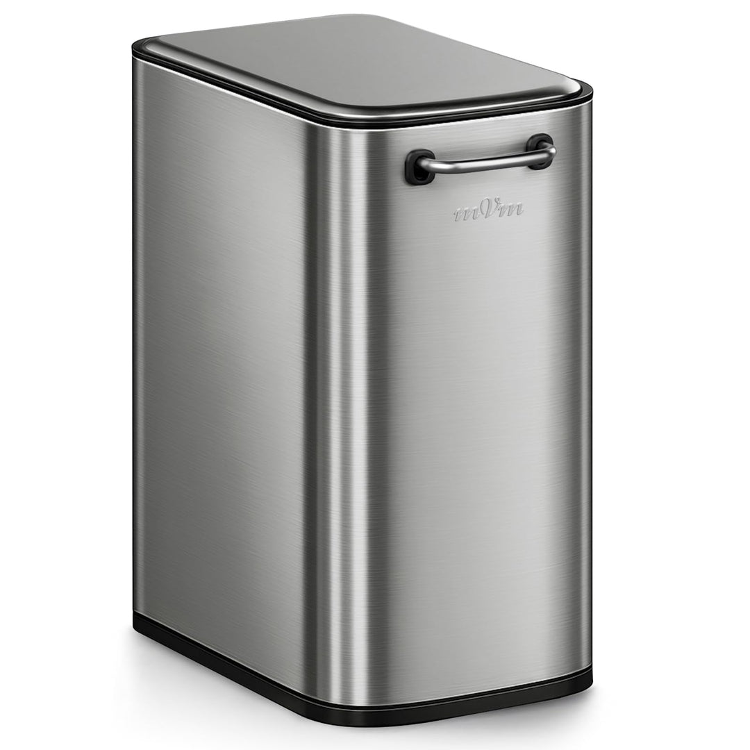mVm Mülleimer Edelstahl, 6L, Handbetätigter Abfalleimer, Soft-Close Absenkautomatik, Herausnehmbarem
