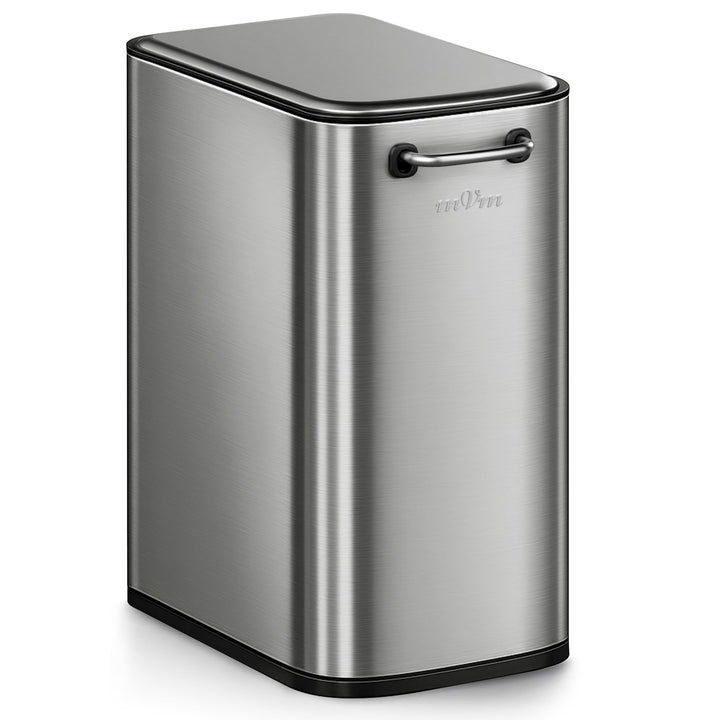 mVm Mülleimer Edelstahl, 6L, Handbetätigter Abfalleimer, Soft-Close Absenkautomatik, Herausnehmbarem