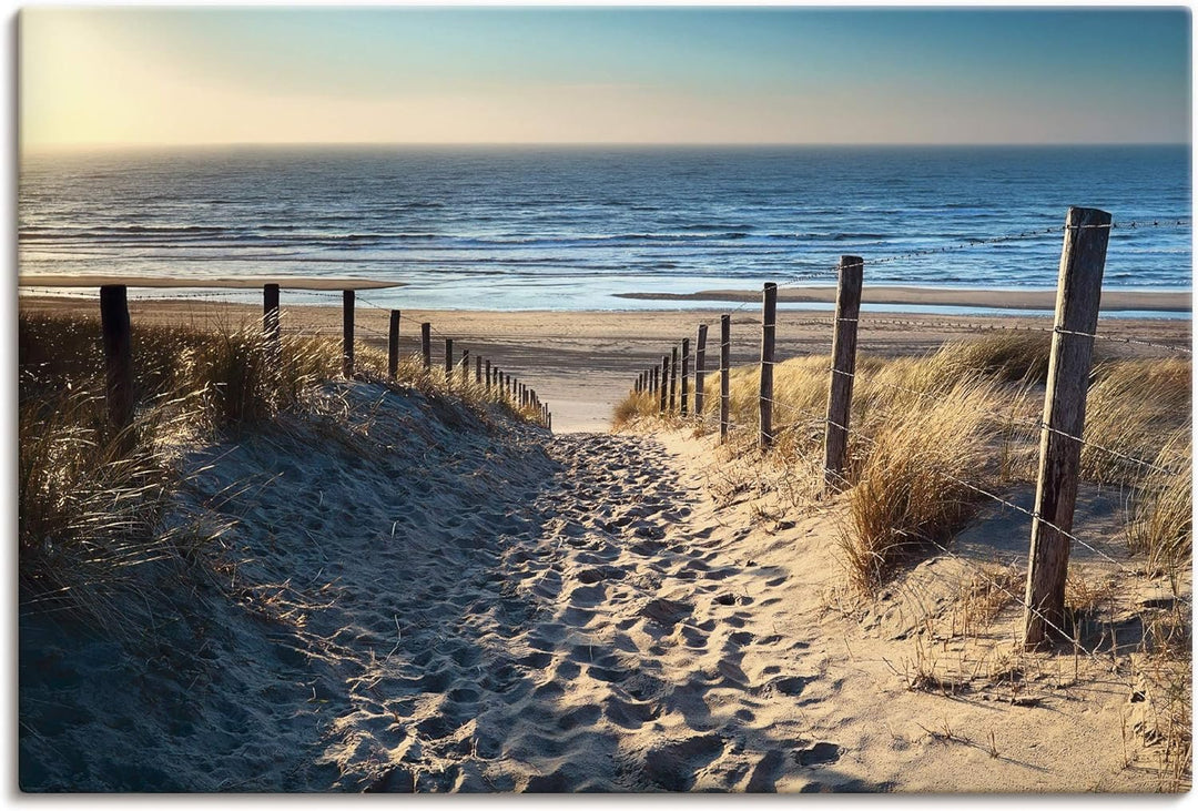 Artland Leinwandbild Wandbild Bild auf Leinwand 60x40 cm Wanddeko Strand Meer Maritim Nordsee Sonne