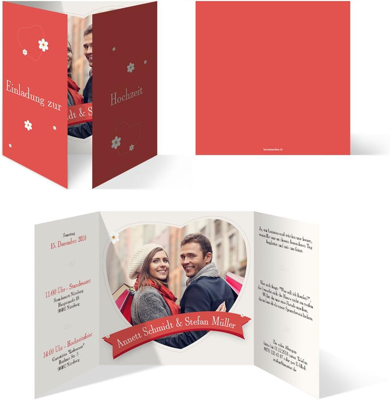60 x Hochzeitseinladungen Hochzeit Einladungskarten Einladung Karten individuell - Gänseblümchen Lie