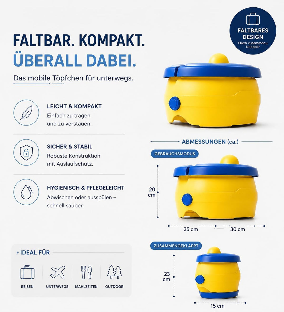Faltbares Kinder-Reisetoilettensitz, bis 50 kg, Tragbar Toilettensitz Kinder, Klapptoilette Für Kind
