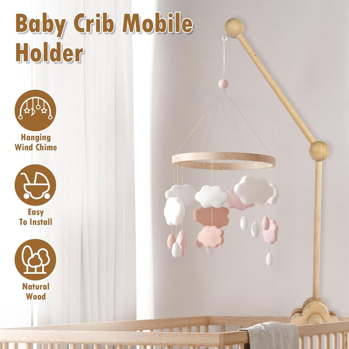 Mobile Halterung Holz,Baby Mobile Halterung für Babybett,Verstellbarer Mobile Halterung Wickeltisch