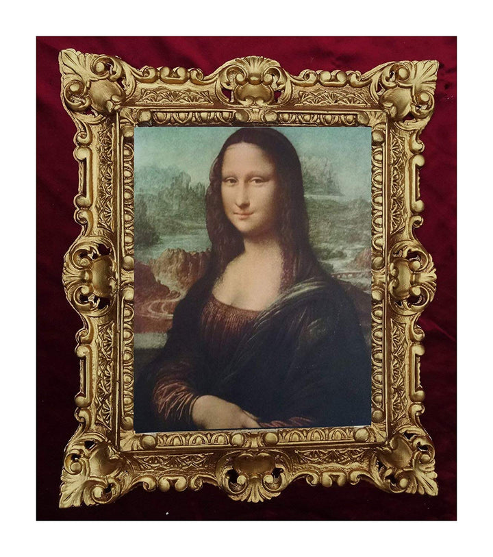Mona Lisa Bild mit Barock Rahmen in Gold Wandbild von Leonardo da Vinci 45x38 cm Kunstdrucke Gemälde