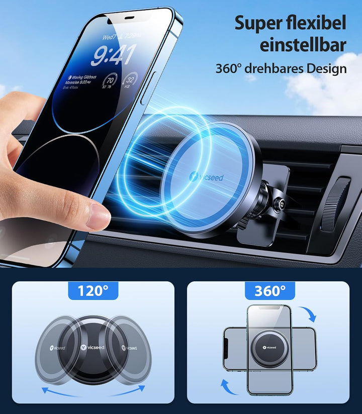 VICSEED Handyhalterung Auto Magnet Lüftung für Magsafe Autohalterung [Starker Magnet mit 20 xN55] Ma