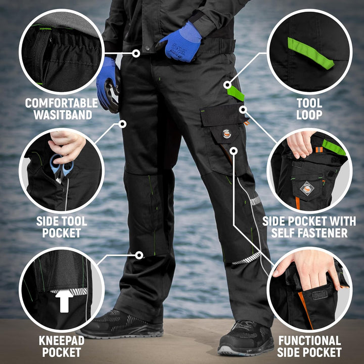 Prisma Arbeitshosen Männer Cargohose Herren mit Elastischem Bund, Hammerschlaufe, Zwei Vordertaschen