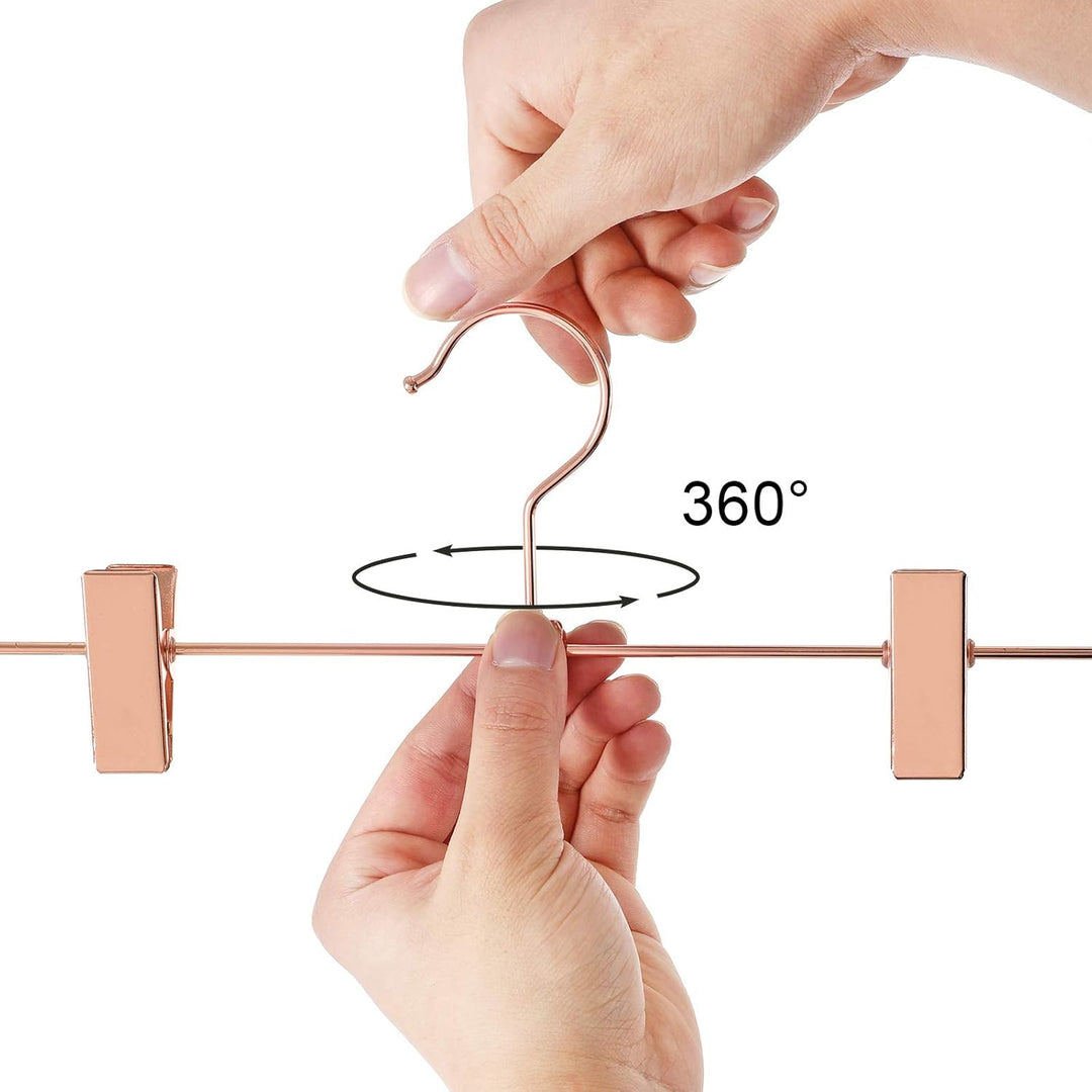 SONGMICS Hosenbügel aus Metall, 10 Stück, Kleiderbügel, 31 cm, mit 2 rutschfesten Clips, für Röcke,