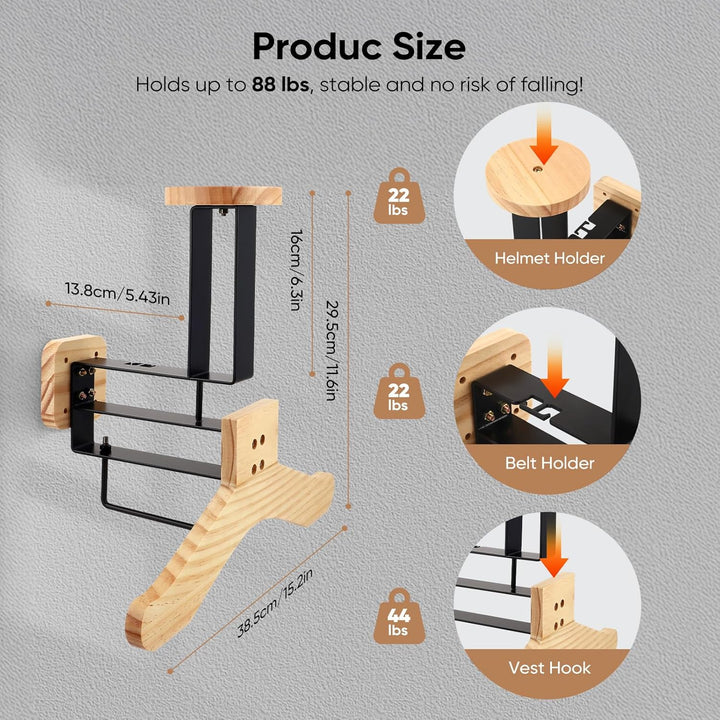 Helmhalterung für Motorradhelme Massivholz und robuster Stahl Wand Motorrad Zubehör Motorradhelm Hal