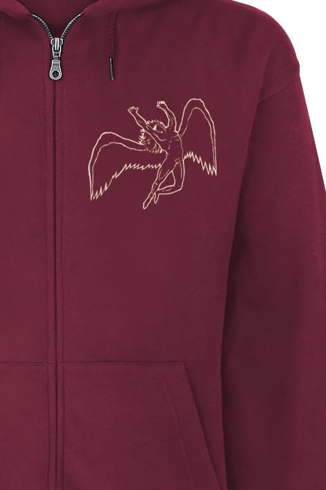 Led Zeppelin Symbols Männer Kapuzenjacke Maroon Band-Merch, Bands M Maroon, M Maroon