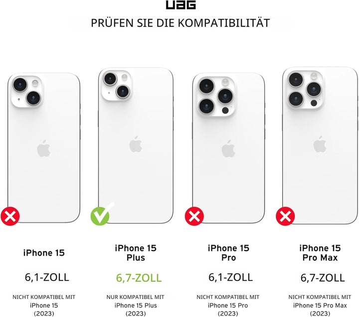 URBAN ARMOR GEAR Monarch Schutzhülle kompatibel mit Apple iPhone 15 Plus Hülle [Wireless Charging ko