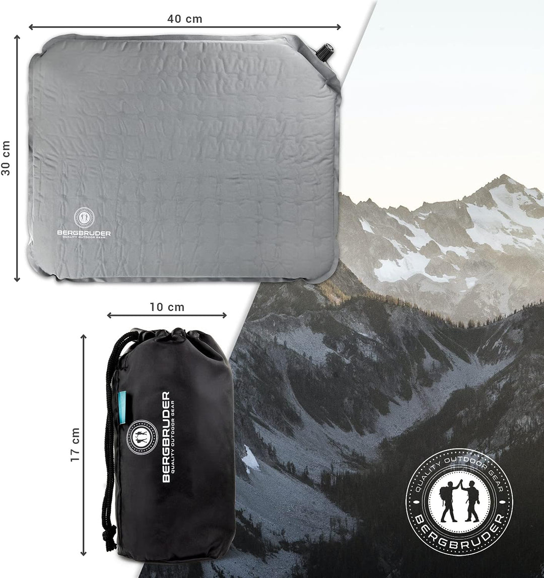Ultraleichtes Sitzkissen Selbstaufblasend - Camping Sitzmatte Outdoor Thermokissen aufblasbar Grau 4