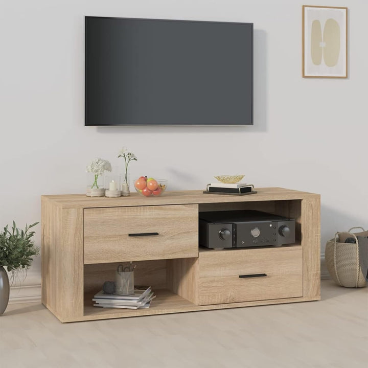 Tidyard TV Schrank mit Schubladen und Fächer Lowboard Fernsehtisch Fernsehschrank TV Möbel Sonoma-Ei