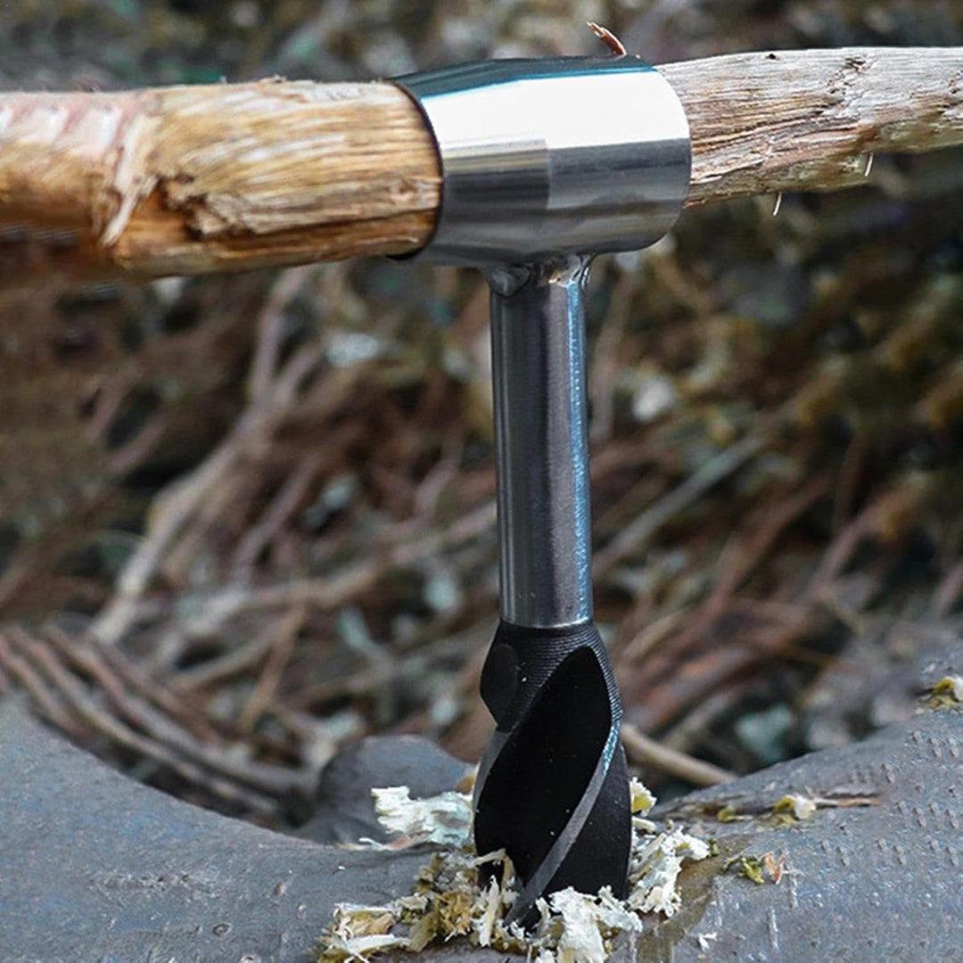 Handbohrer Bushcraft Manueller Schraubenschlüssel, Manueller Überlebensbohrer mit Lederhülle, Handbo