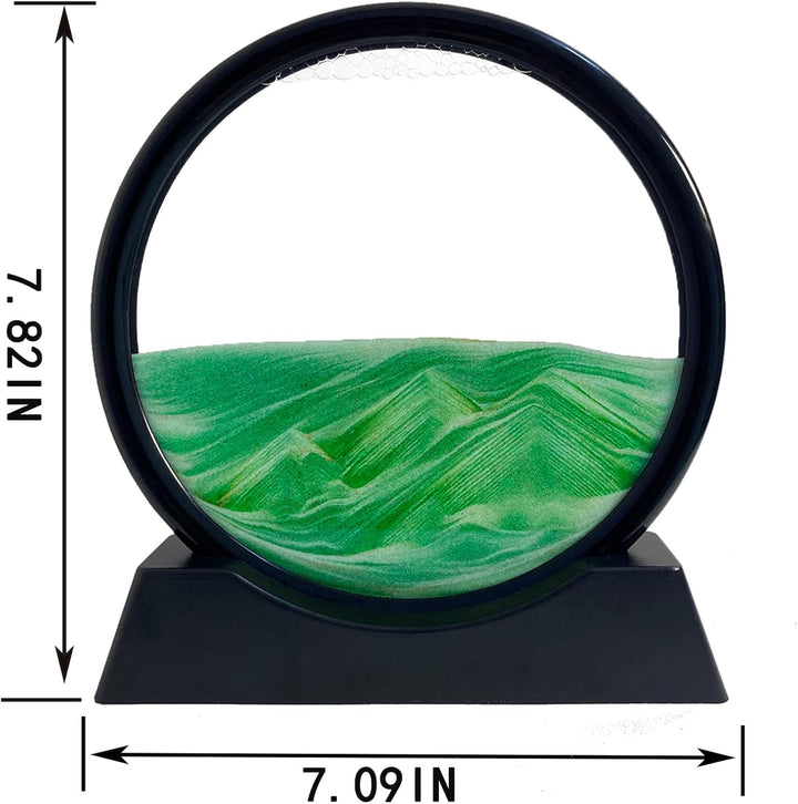 3D Sandbilder Zum Drehen - Dynamisches Sandbild Runde Glas Rahmen, Bewegliche Sandkunst Landschaft,