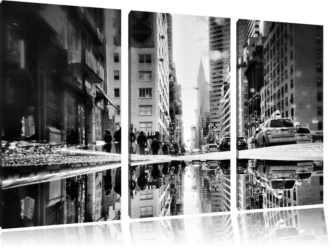 Pixxprint Monocrome, New York Times Square 3-Teiler Leinwandbild 120x80 Bild auf Leinwand
