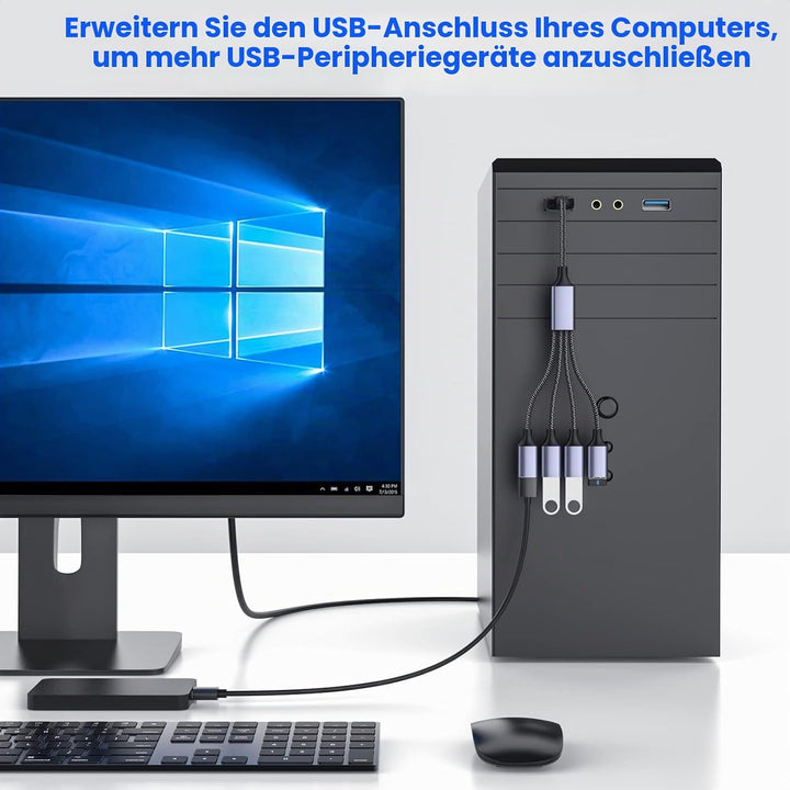 MOGOOD USB Splitter 4 in1 USB Kabel USB Hub USB zu USB Adapter USB Splitter mit Mehreren Steckdosen