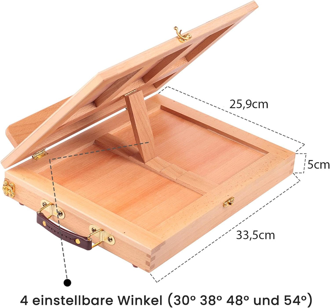 COOZEE einstellbare Tabletop -Skizze Staffelei, tragbarer Massivholz -Schreibtisch Trailsel mit Lage