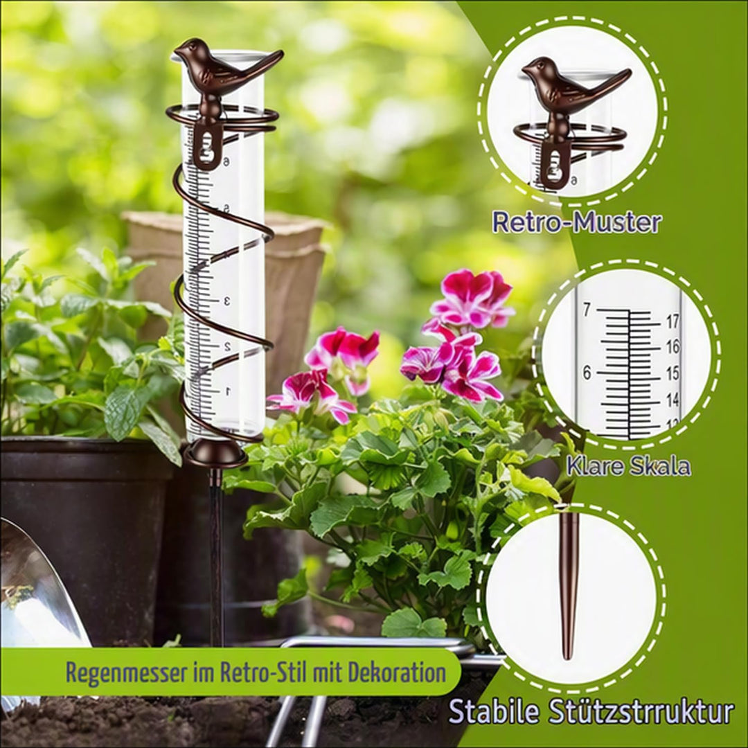 Regenmesser, Regenmesser Frostsicher, Niederschlagsmesser mit Erdspiess Metall, Outdoor Regenmesser