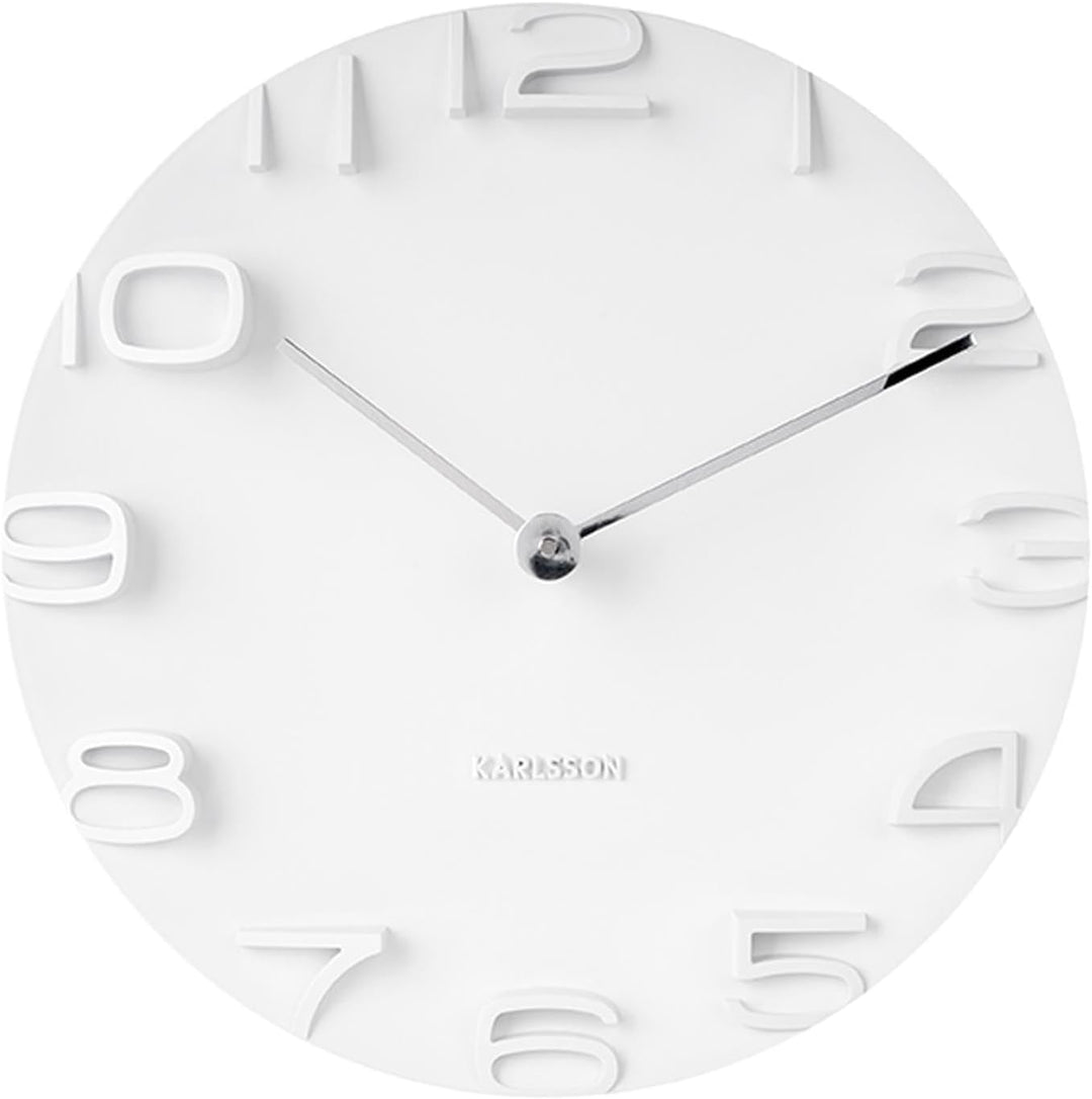 Karlsson KA5311WH Wanduhr On The Edge, weiss mit Zeiger, Chrom, Ø 42 cm
